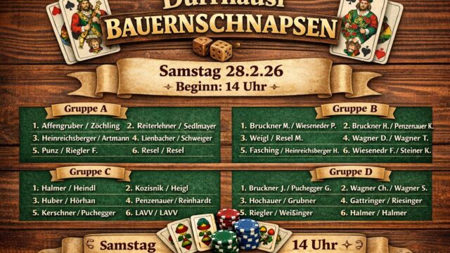 Auslosung für das Bauernschnapsen im Dürrhäusl